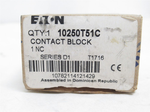 Eaton 10250T51C; Push-Button Contact Block; 1-NC; 10A; 600V