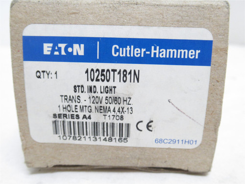 Eaton 10250T181N; Incandescent Pilot Light; No Lens; 120VAC