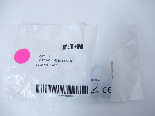 Eaton M22S-ST-GB6; Legend Plate - "ON" Etched; 22.5mm; Black