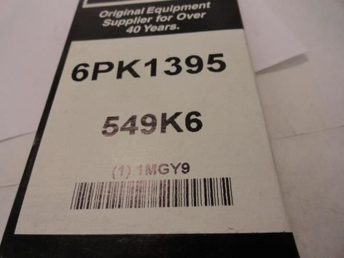 Bando 6PK1395; Serpentine Belt 549K6; 6-ribs 54.9"L; 1MGY9