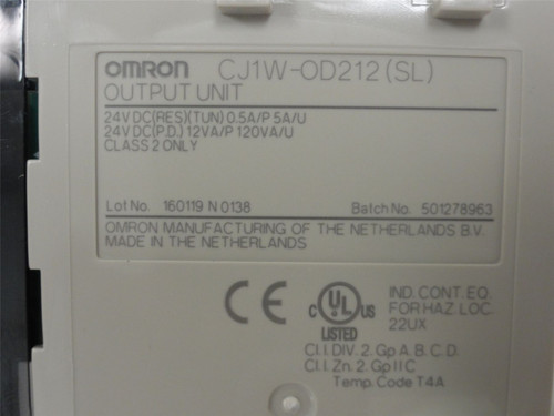 Omron CJ1W-OD212; Digital Output Unit; 24VDC; 0.5A