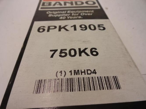 Bando 6PK1905; Serpentine Belt 750K6; 6-ribs 75.0"L; 1MHD4