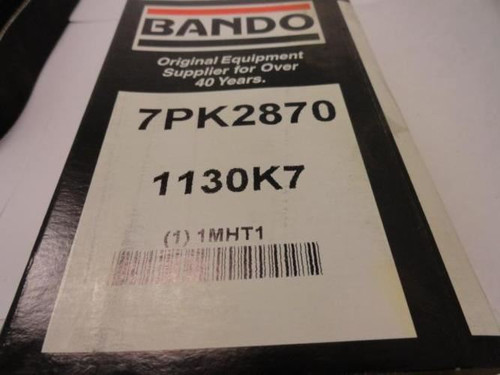 Bando 7PK2870; Serpentine Belt 1130K7; 7-ribs 113.0"L; 1MHT1