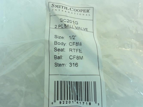 Smith-Cooper SC201G-1/2; Two-Piece Ball Valve 1/2" Size 1000WOG