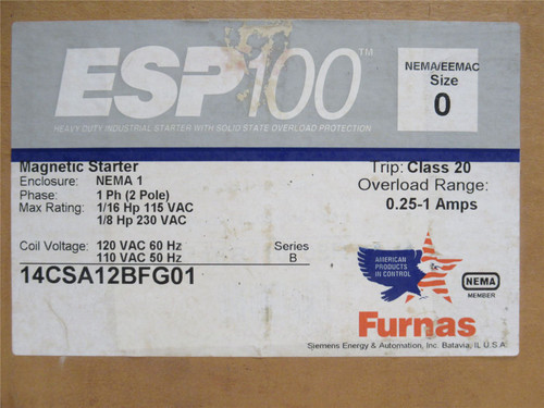 Furnas 14CSA12BFG01; Starter 1/4-1A; 230VAC; Coil: 110/120VAC