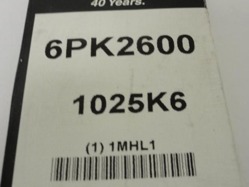 Bando 1025K6; Serpentine Belt; 6PK2600; 1MHL1; 102.5"