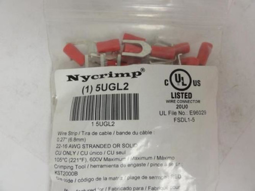 Power First 5UGL2; Fork Terminal; 22 to 16 AWG; PK100