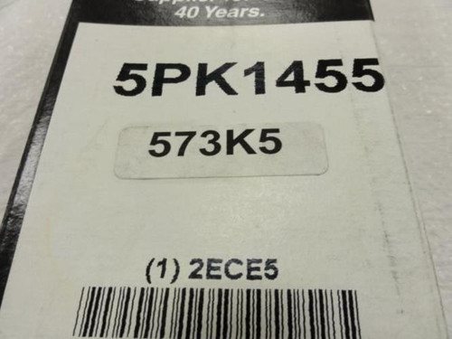 Bando 5PK1455; Serpentine Belt 573K5; 5-ribs 57.3"L; 2ECE5