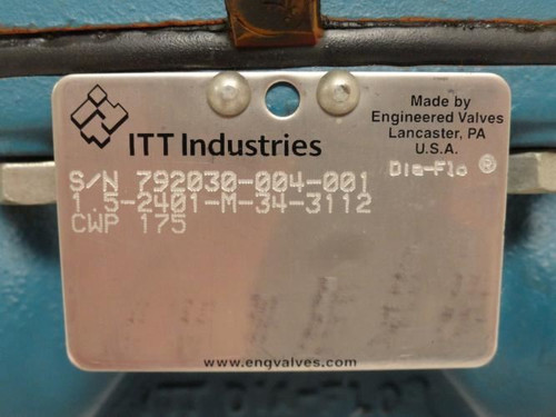 ITT 1.5-2401-M-34-3112; Diaphragm Valve 1-1/2NPT; 175CWP