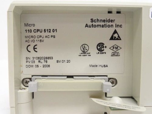Schneider 110-CPU-512-01; Micro CPU Module; 115VAC