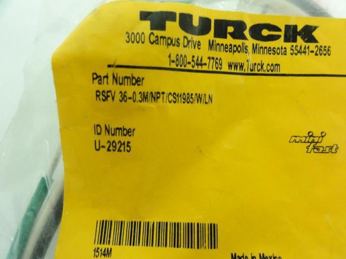 Turck RSFV 36-0.3M/NPT/CS11985/W/LN; Plug Receptacle; U-29215