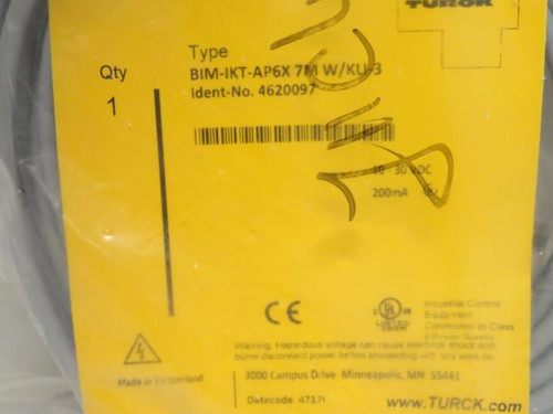 Turck BIM-IKT-AP6X 7M W/KLI-3; Magnetic Sensor 4620097; 7m Wire