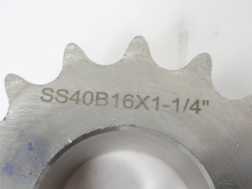 MFG- SS40B16X1-1/4"; Sprocket #40; SS; 16 Teeth; 1-1/4"ID