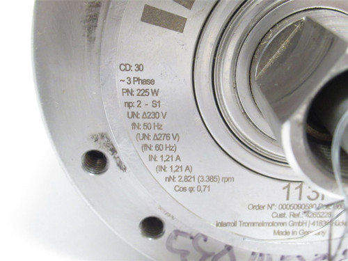 Interroll 113RX10X260XLSX23; Drum Motor 230VAC; 250mmW x 113.5mmOD