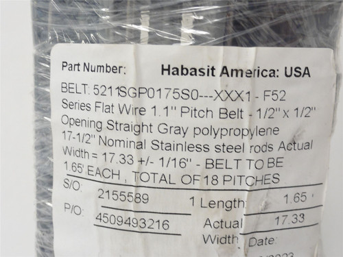 Habisit 5211SGP0175S0-XXX1; Conveyor F52; 17.33" W x 1.65'L