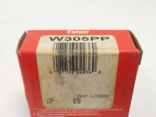 Fafnir W305PP; Ball Bearing 25mm ID x 62mm OD x 1" Wide