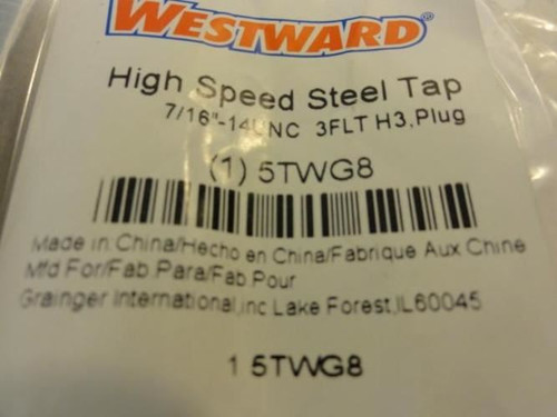 Westward 5TWG8; Spiral Point Tap; 7/16-14; 3 Flute; TiCN