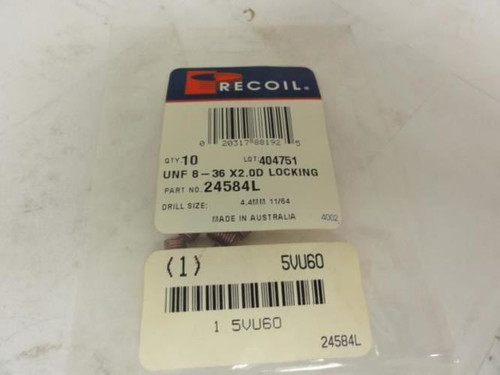 Recoil 24584L; Thread Insert; 8-36x0.328mm L; Pk10