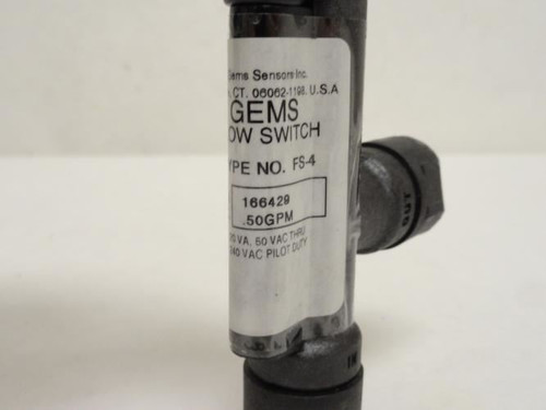 Gems FS-4; Plastic Piston Flow Switch 166429; 0.5GPM; SPST