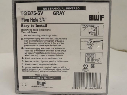 BWF TGB75-5V; Conduit Hub; Five Hole 3/4"; Gray
