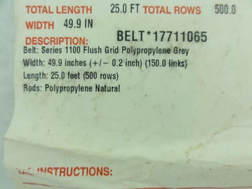 Intralox 17711065; Belt; 49.9" W; 25' Length; 2 Sections