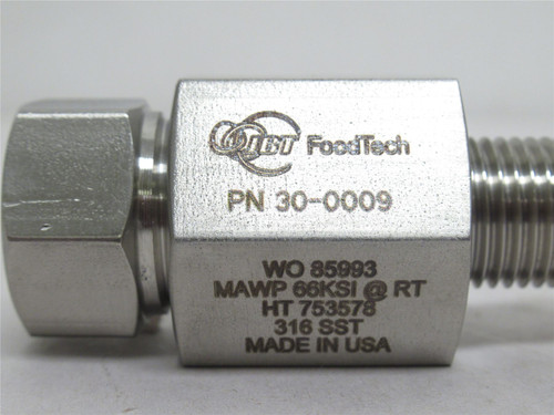 JBT 30-0009; Bushing Assy SS-316; 9/16-18 Threads x 3/8" Tube