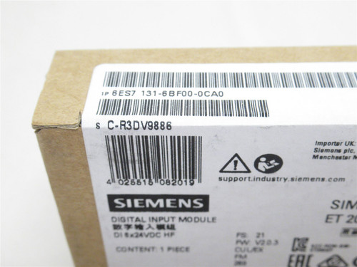 Siemens 6ES7131-6BF00-0CA0; Digital Input Module; 8x24VDC