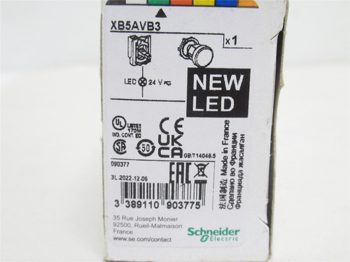 Telemecanique XB5AVB3; Green LED Pilot Light; 24VAC/DC; 22mm