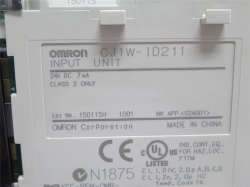 Omron CJ1W-ID211; Input Module Unit; 7mA; 24VDC; 16-Digital