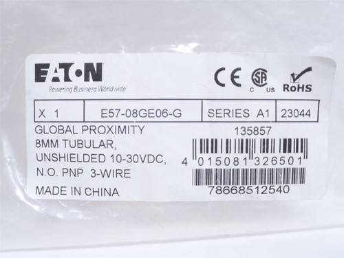Eaton E57-08GE06-G; Proximity Sensor 135857; 10-30VDC