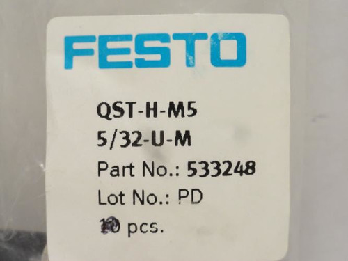 Festo QST-H-M5-5/32-U-M; Lot-5 T-Fitting; 5/32"Tube x M5 Threads
