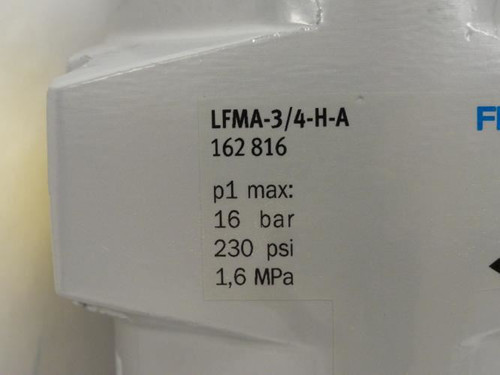 Festo LFMA-3/4-H-A; Air Filter Assembly 162816; 3/4 NPT; 5Psi