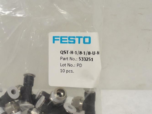 Festo QST-H-1/8-1/8-U-M; Bag-10 T-Fitting 533251 1/8"PTC 1/8NPT