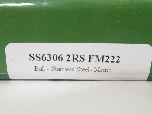 Tritan SS6306 2RS FM222; Ball Bearing; 30mmID X 72mmOD X 3/4"W
