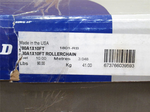 Renold 180A1X9FT; Roller Chain #180 2-Segments; 9'L; Cut-Link