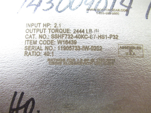Boston Gear SSHF732-40KC-B7-HS1-P32; Gearbox SS; 40:1 Ratio