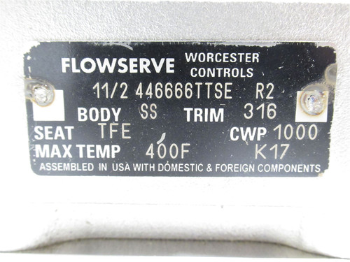 Flowserve 11/2446666TTSER2; Actuated Ball Valve SS; 1-1/2NPT