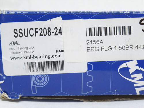 KML SSUCF208-24; Flange Bearing; SS; 1-1/2"ID; 4-Bolt Mount