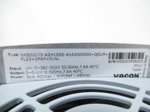 Vacon 136G7980; AC Drive 5HP 480V NXS00075-A2H1SSS-A1A2000000