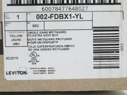 Leviton 002-FDBX1-YL; Wetguard FT Box; One-Gang