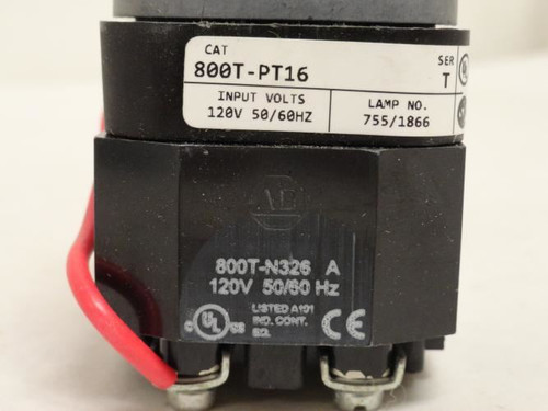 Allen-Bradley 800T-PT16; Pilot Light; 120VAC; Push to Test