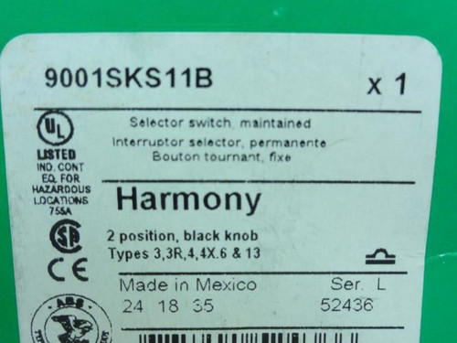 Schneider 9001SKS11B; Selector Switch; Maintained