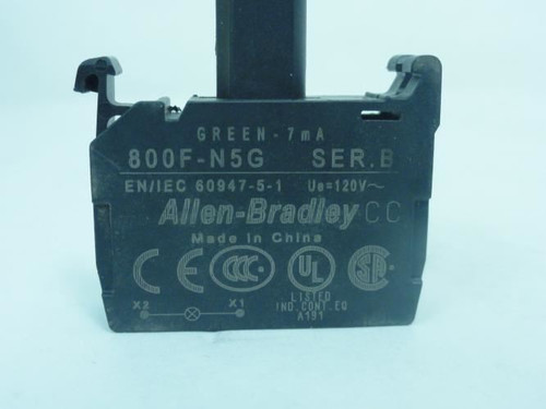 Allen-Bradley 800F-N5G; Light Module; Green LED; 120V; 7mA