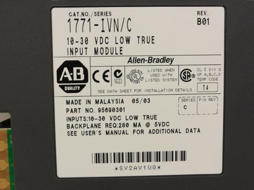 Allen-Bradley 1771-IVN/C; Digital Input Module; 10-30VDC