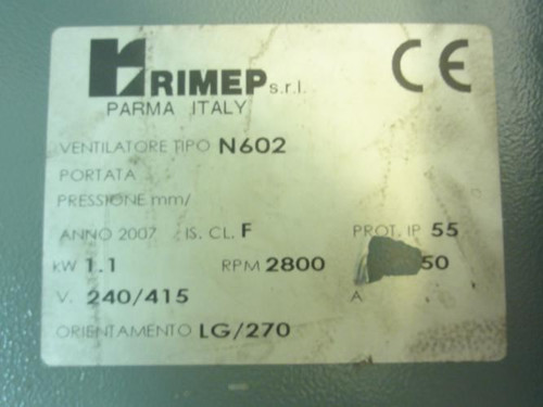 Ocme 32VNR1N602964N; Ventilation Blower; 1.1kW; 240V; 2800RPM