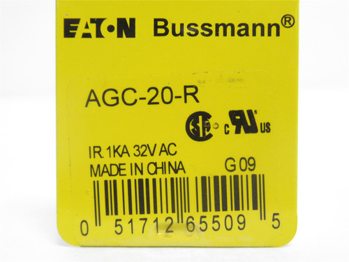 Bussmann AGC-20-R; Box-5; Glass Cartridge Fuses; 20A; 32VAC