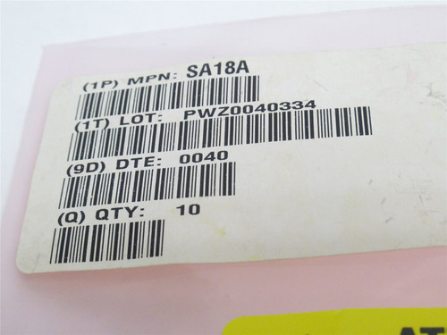 Onsemi SA18A; Lot-10; Zener Type Diodes; 18V