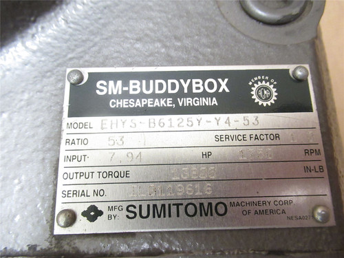 Sumitomo EHYS-B6125Y-Y4-53; SM-BUDDYBOX Gearbox; 7.94 Input HP