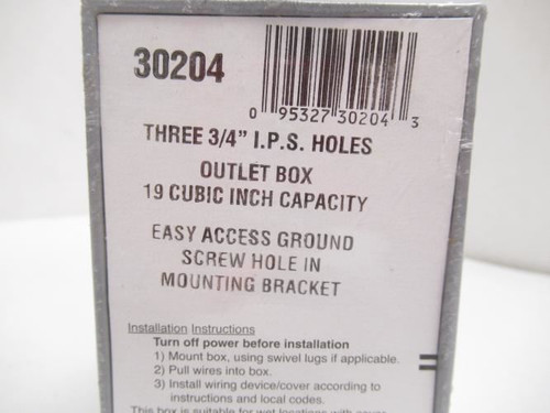 Mulberry Metals 30204; Aluminum Outlet Box; 2"; 3/4" Knockouts