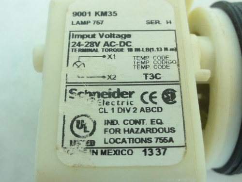 Schneider 9001-KM35; Pilot Light Module; 24-28VAC/DC